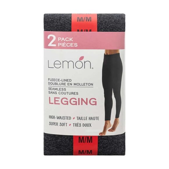 NEW Lemon Black and Grey Fleece Lined Leggings - Picture 1 of 6